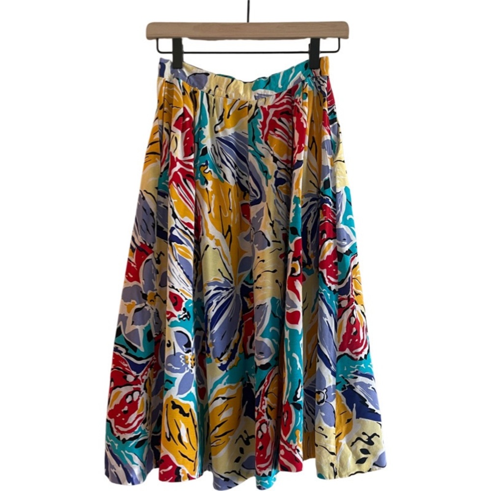 VINTAGE 80s Dior Floral Midi Skirt